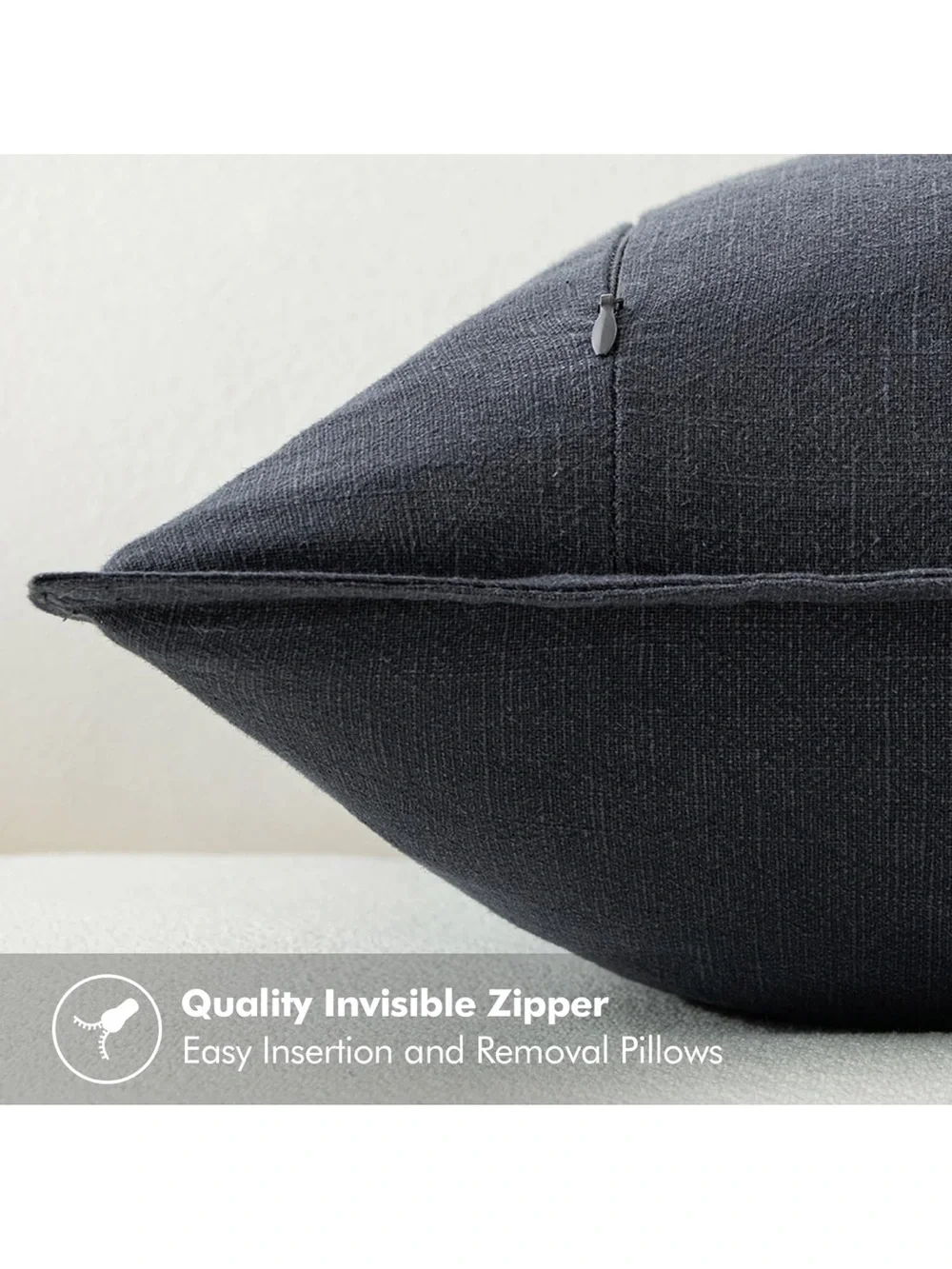 Decorative Linen Pillow Covers Boho Farmhouse Modern Soft Accent Euro Dark Gray